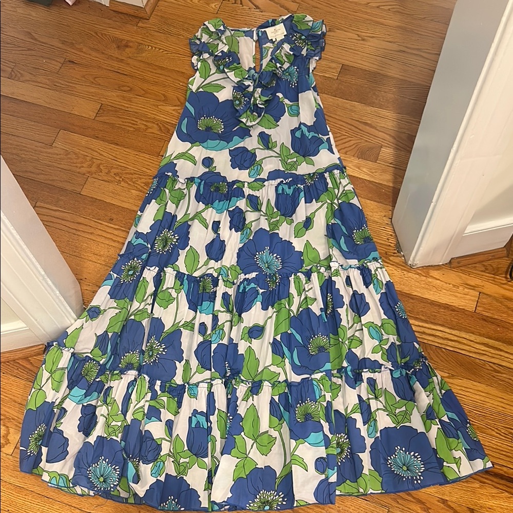 Kate Spade Blue and Green Floral Maxi Dress